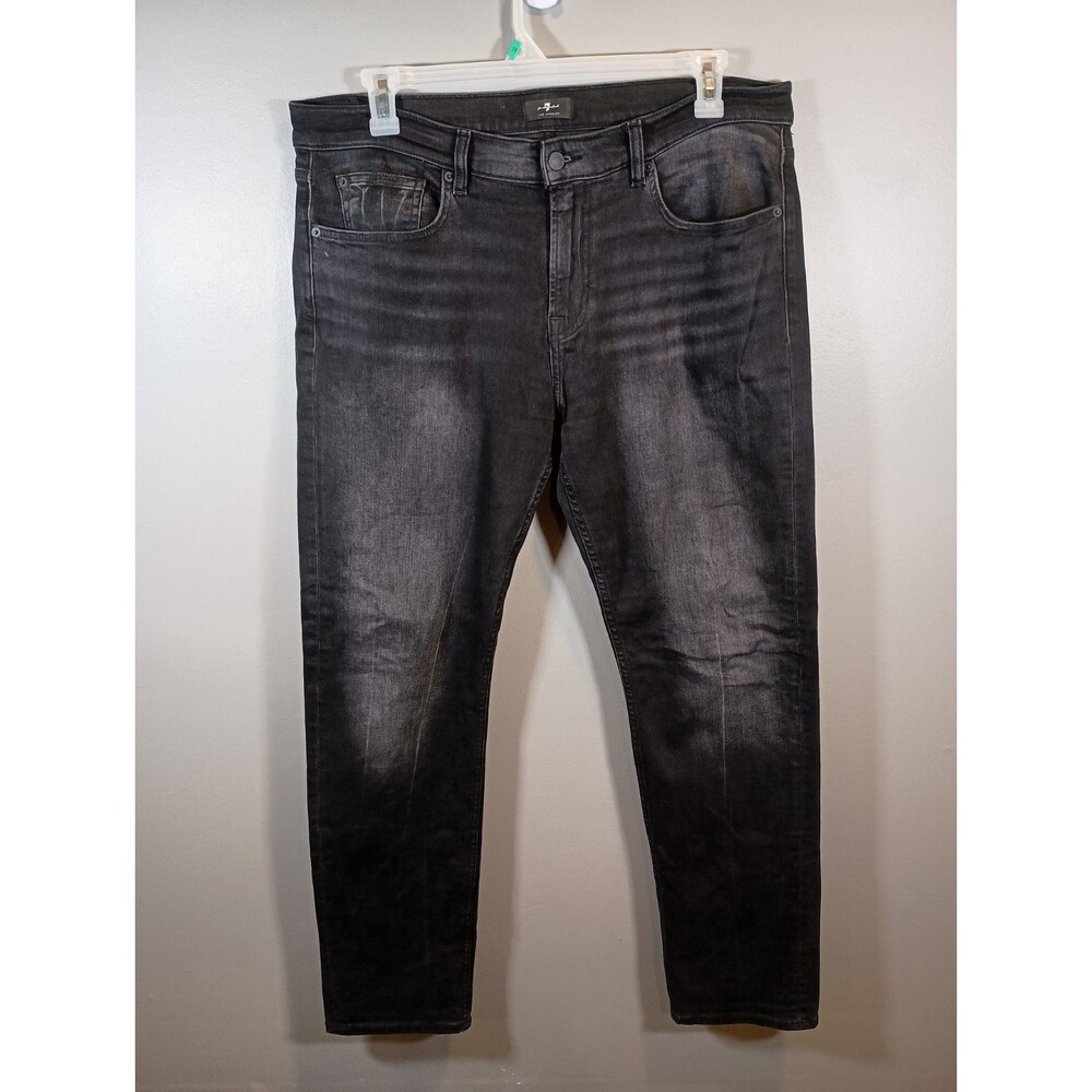7 Seven for All Mankind Mens Black Slimmy Style Jeans Size 36 x 26 Stretch Denim